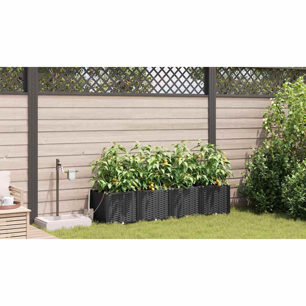 Sodo vazonas 4 pcs Juodas Plastmasė
