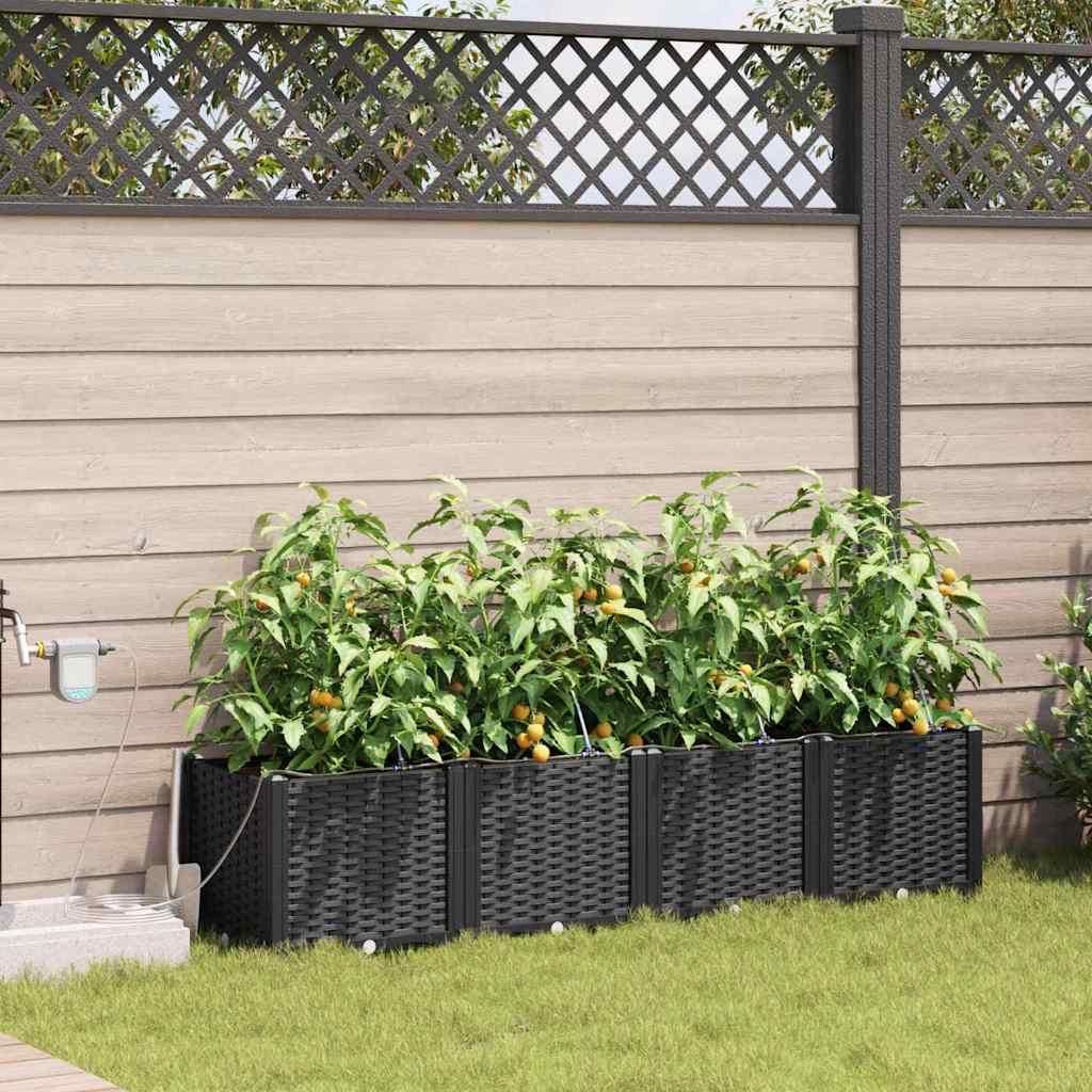 Sodo vazonas 4 pcs Juodas Plastmasė