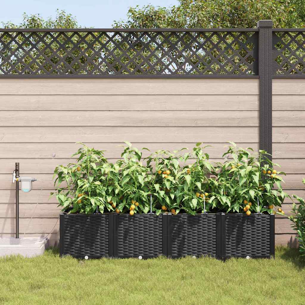Sodo vazonas 4 pcs Juodas Plastmasė