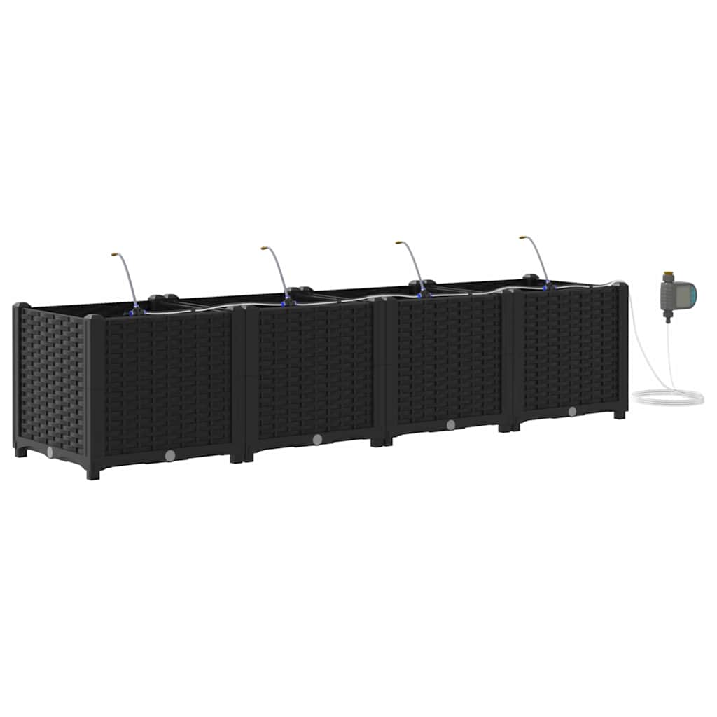 Sodo vazonas 4 pcs Juodas Plastmasė