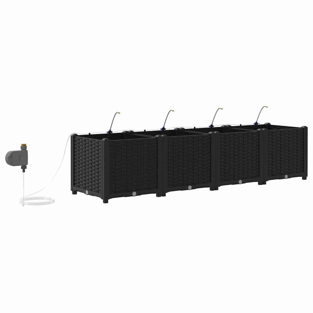 Sodo vazonas 4 pcs Juodas Plastmasė