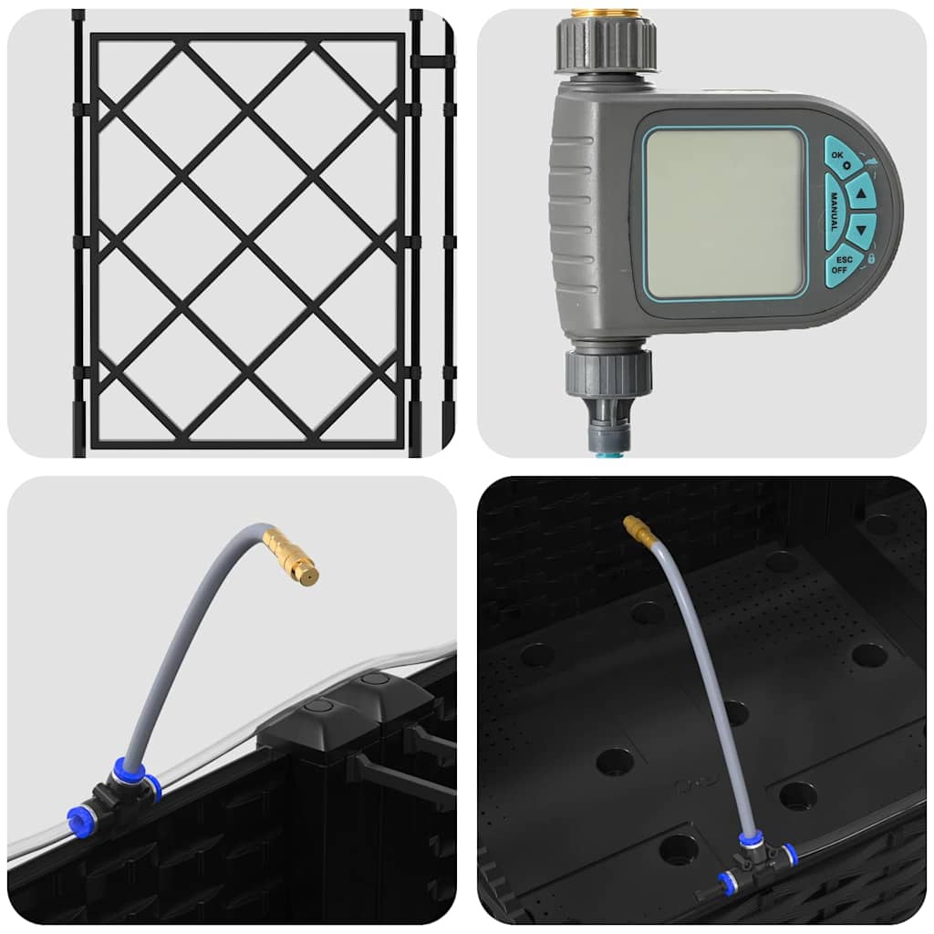 Sodo vazonas 2 pcs Juodas Plastmasė