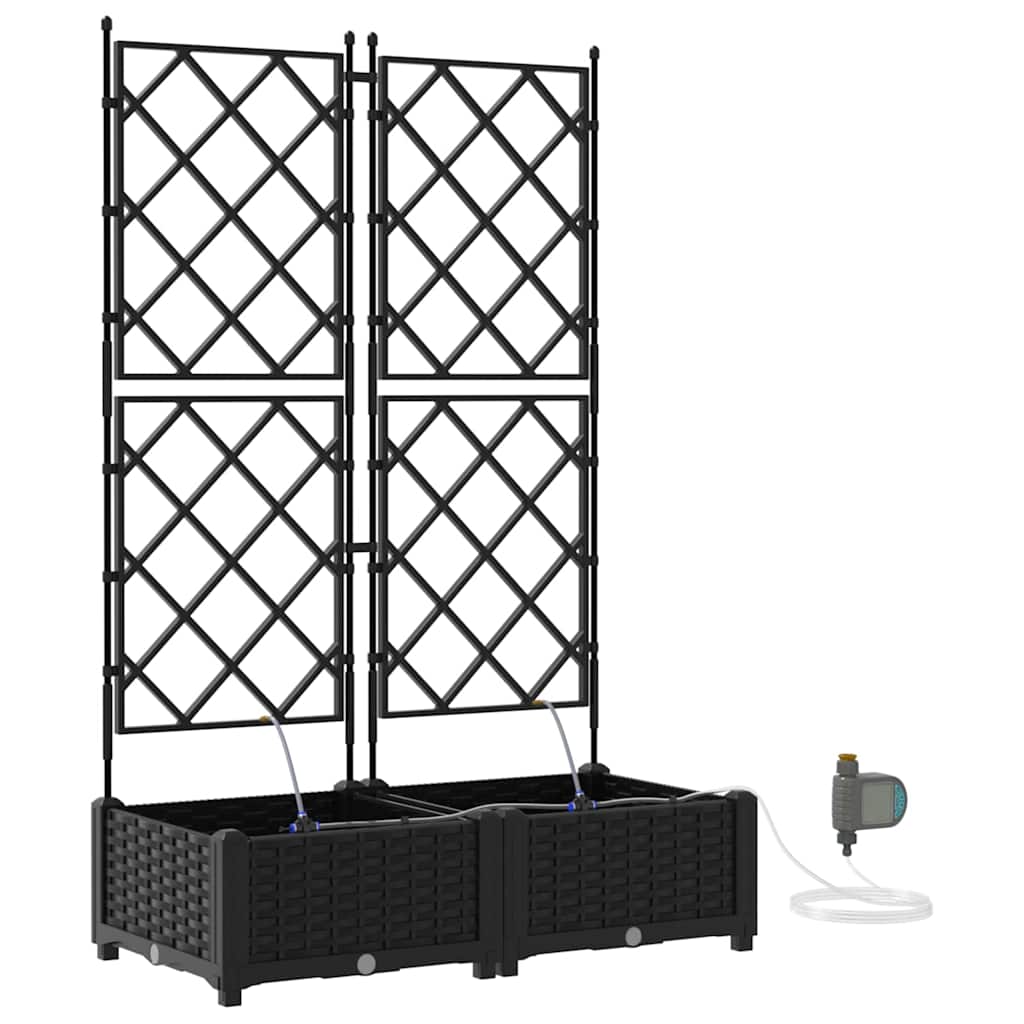 Sodo vazonas 2 pcs Juodas Plastmasė