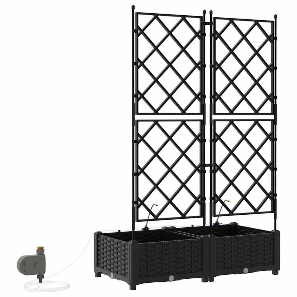 Sodo vazonas 2 pcs Juodas Plastmasė