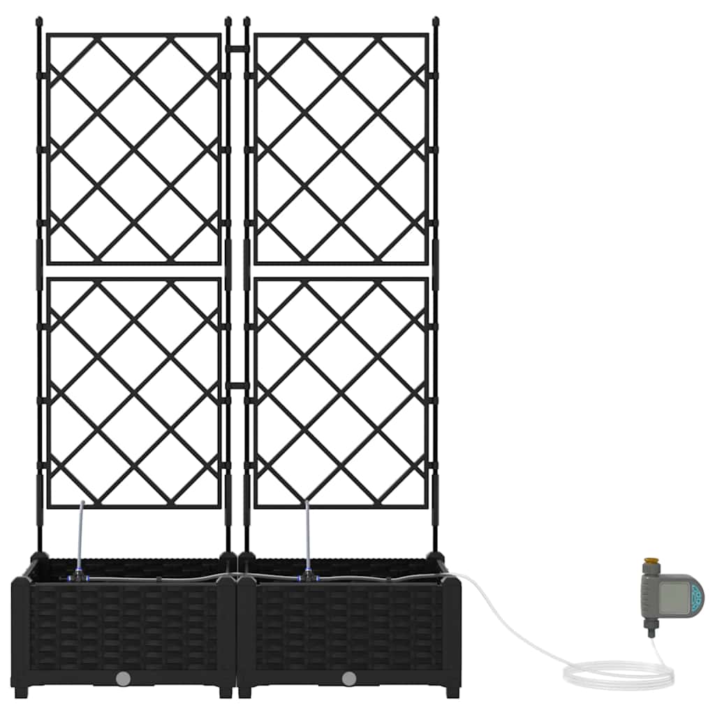 Sodo vazonas 2 pcs Juodas Plastmasė