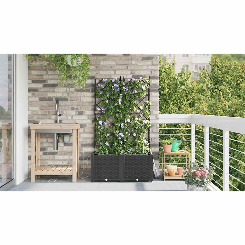 Sodo vazonas 2 pcs Juodas Plastmasė