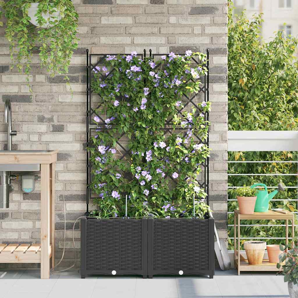 Sodo vazonas 2 pcs Juodas Plastmasė