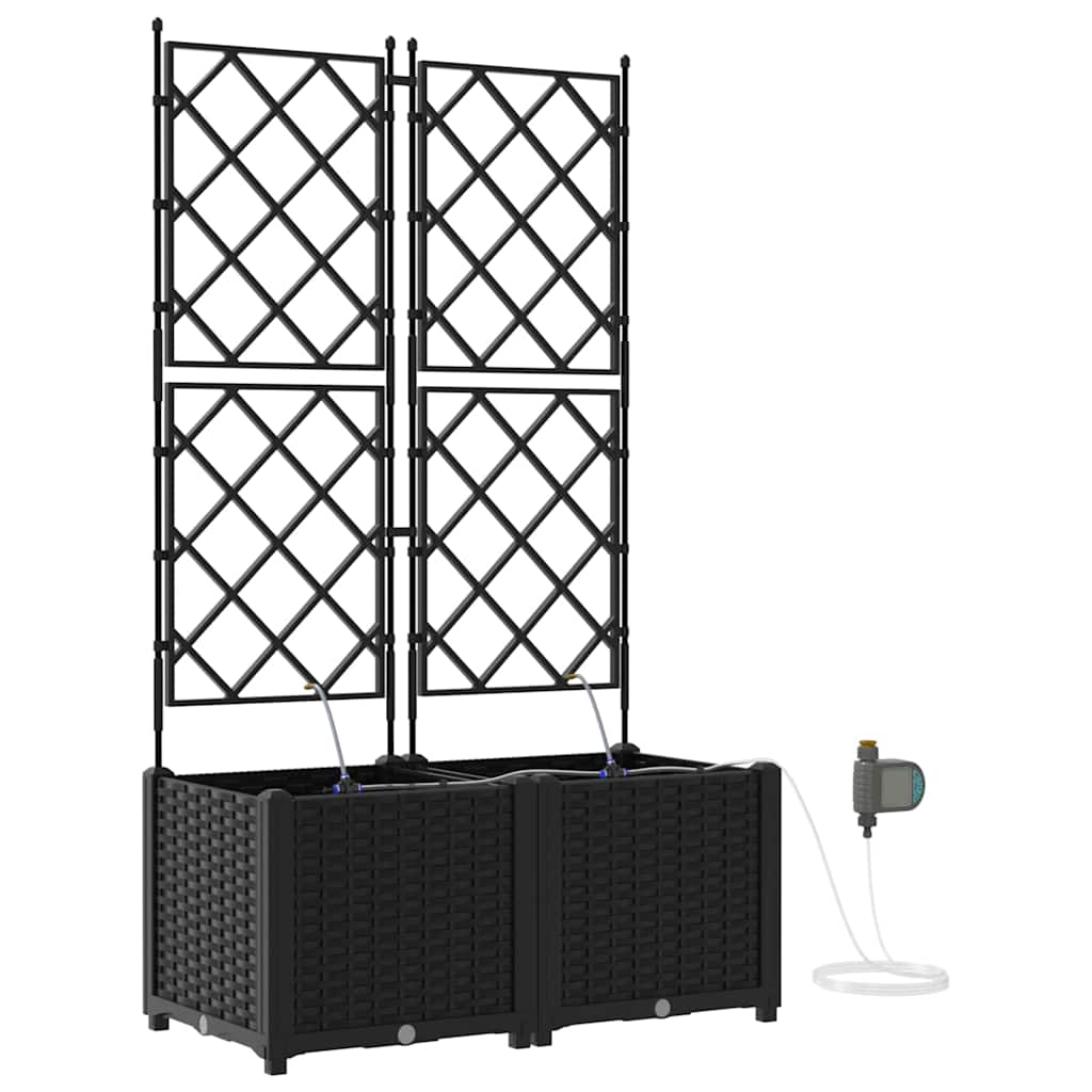 Sodo vazonas 2 pcs Juodas Plastmasė