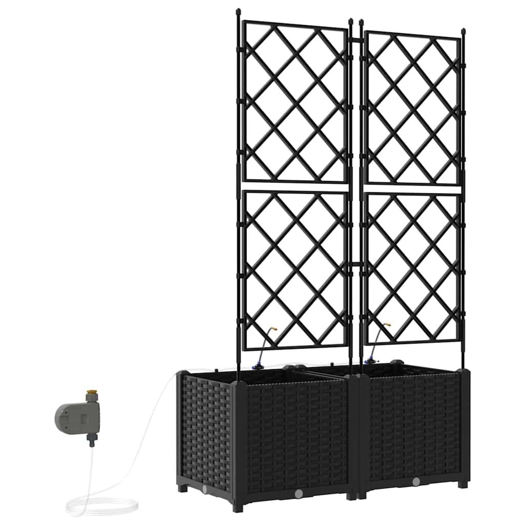 Sodo vazonas 2 pcs Juodas Plastmasė