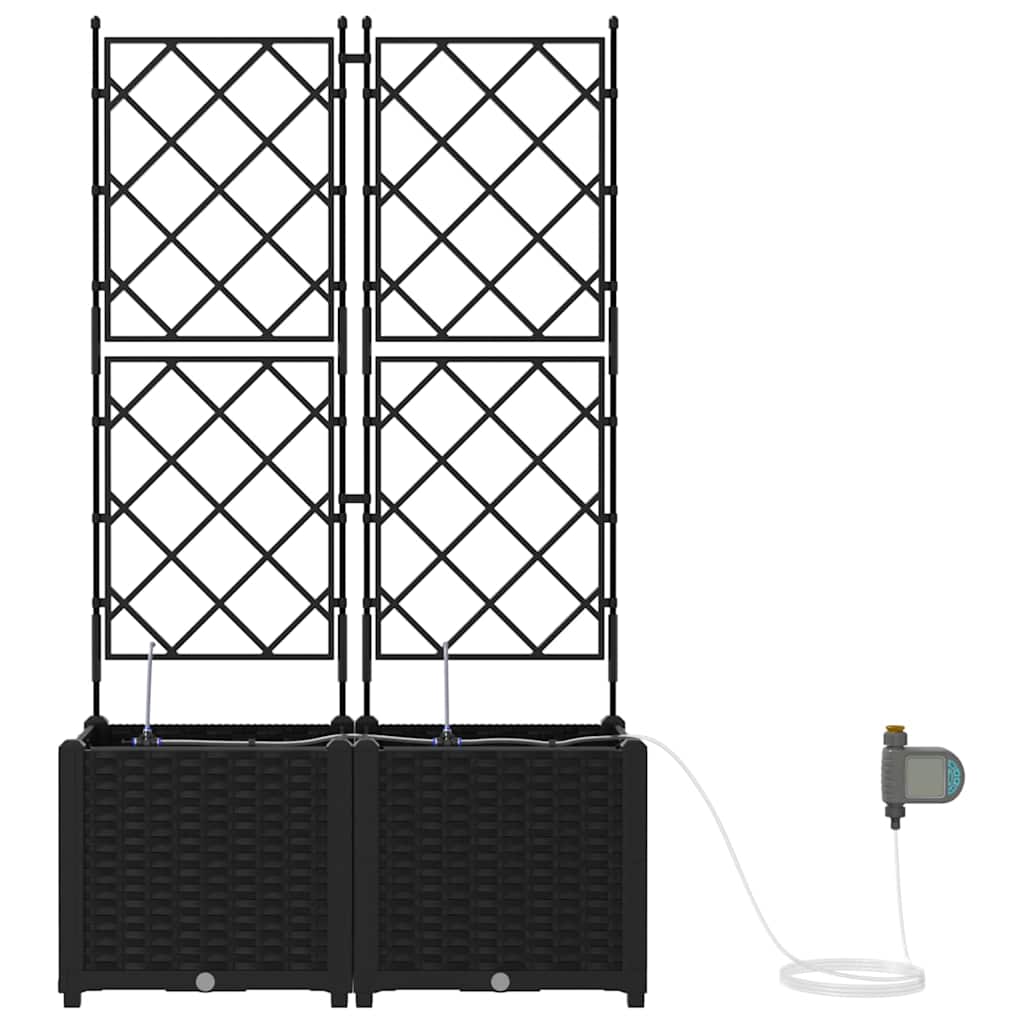 Sodo vazonas 2 pcs Juodas Plastmasė