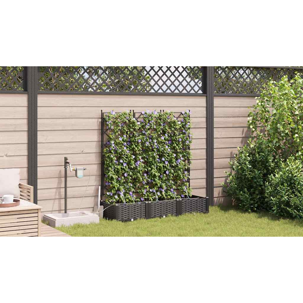 Sodo vazonas 3 pcs Juodas Plastmasė