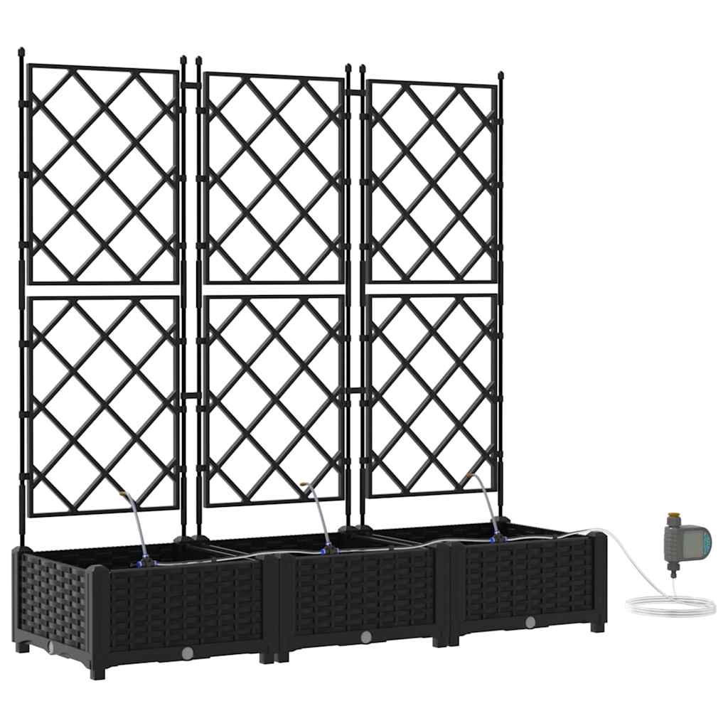Sodo vazonas 3 pcs Juodas Plastmasė