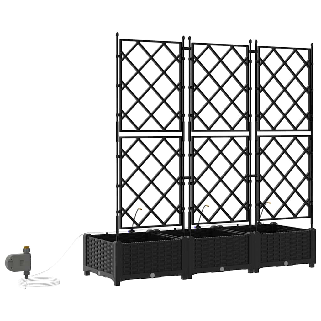 Sodo vazonas 3 pcs Juodas Plastmasė