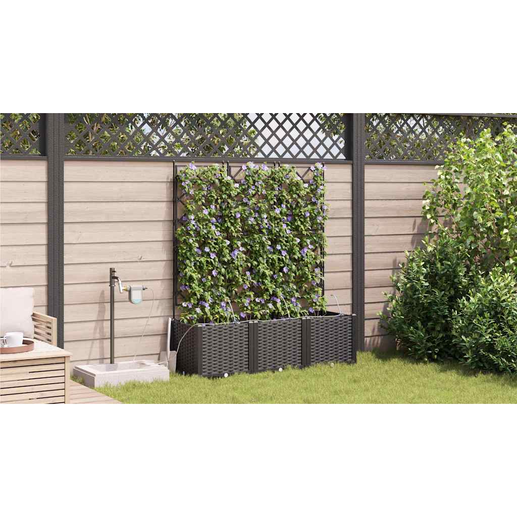 Sodo vazonas 3 pcs Juodas Plastmasė