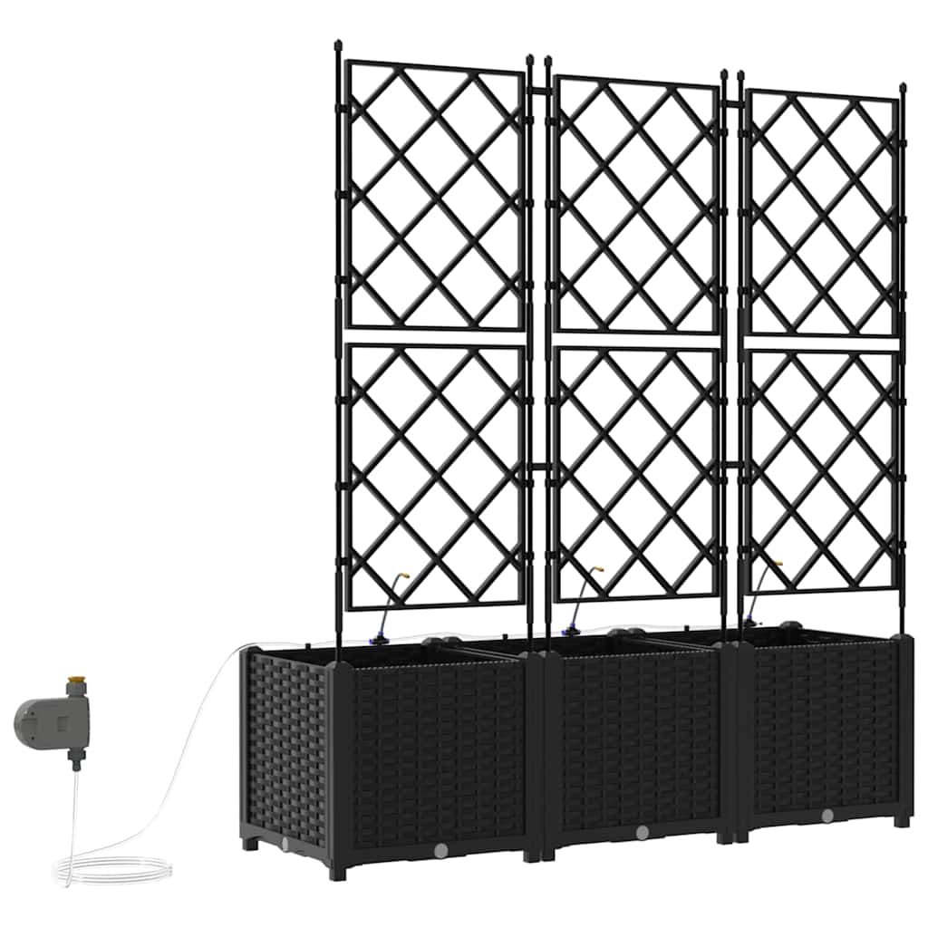 Sodo vazonas 3 pcs Juodas Plastmasė