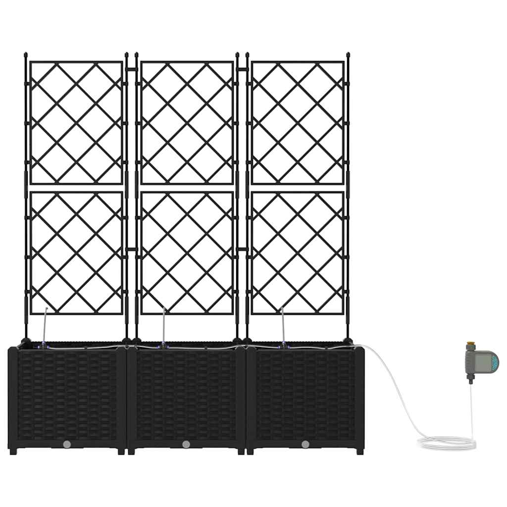 Sodo vazonas 3 pcs Juodas Plastmasė