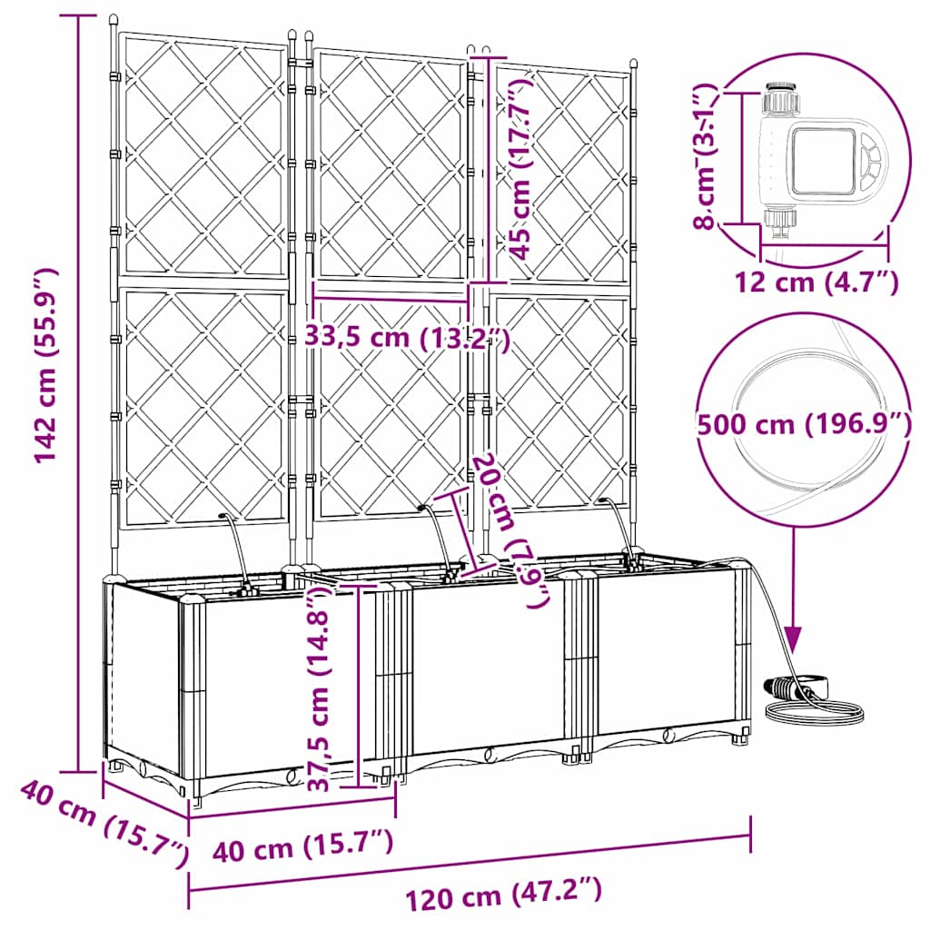Sodo vazonas 3 pcs Juodas Plastmasė