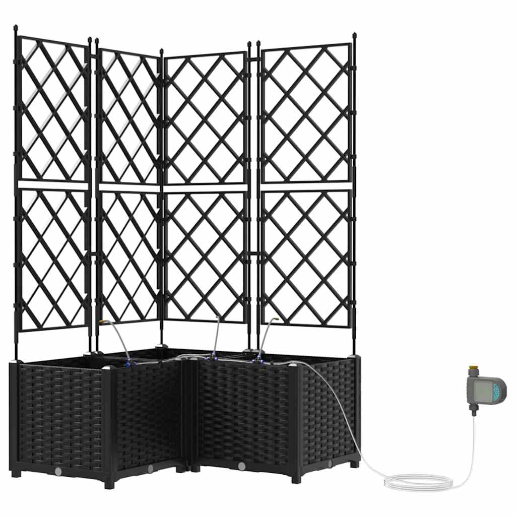 Sodo vazonas 3 pcs Juodas Plastmasė