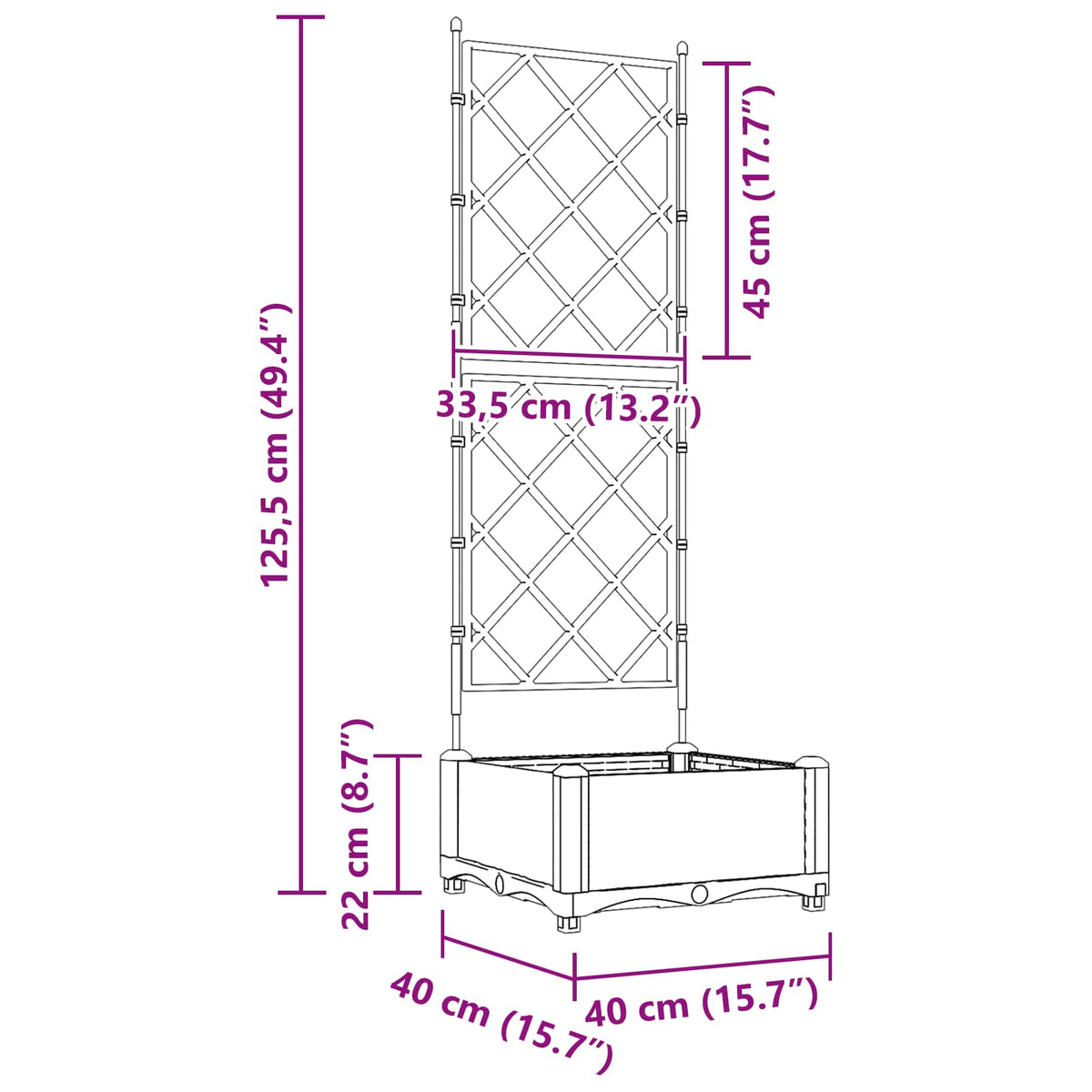 Sodo vazonas Pilka 40 x 40 x 125,5 cm PP