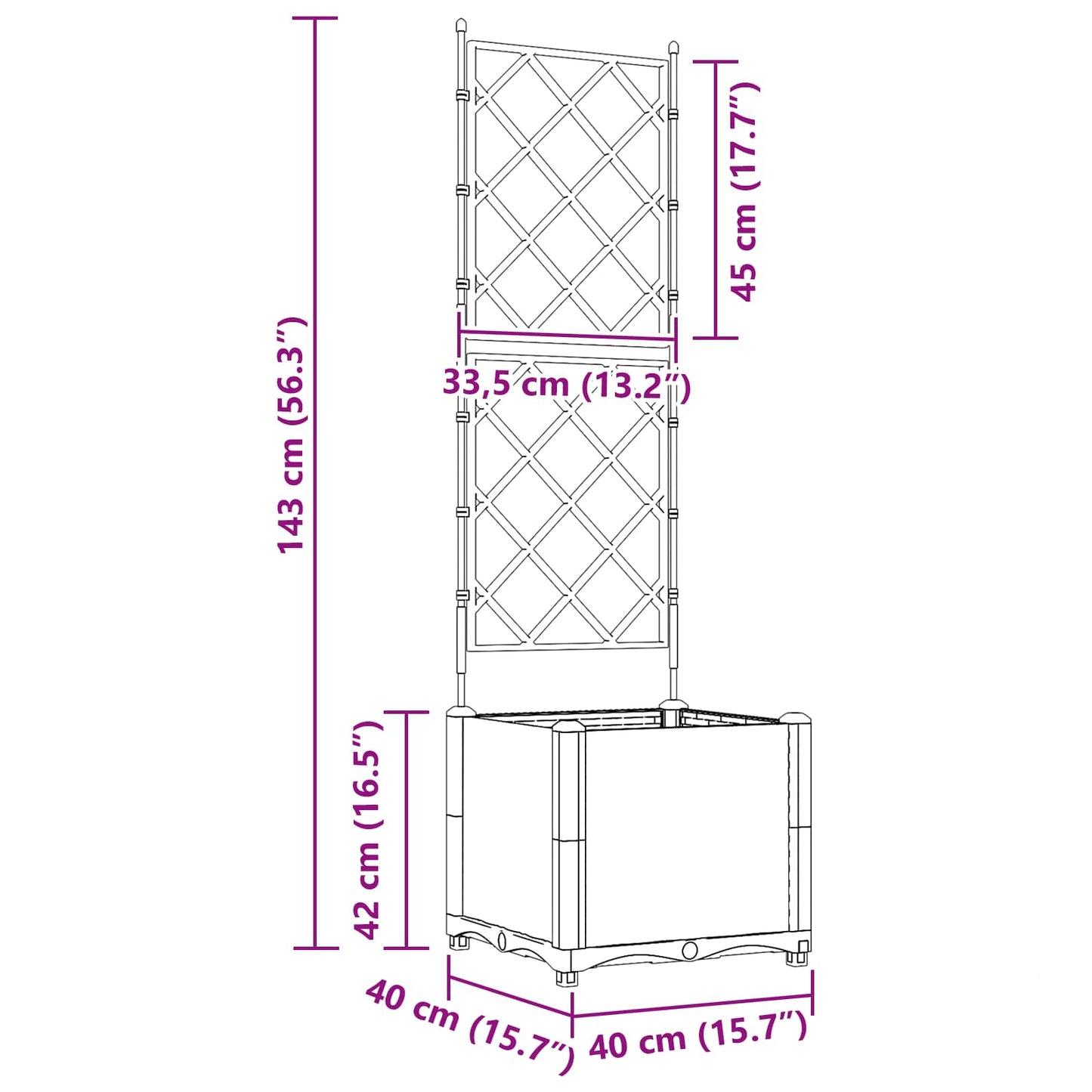 Sodo vazonas Pilka 40 x 40 x 143 cm PP