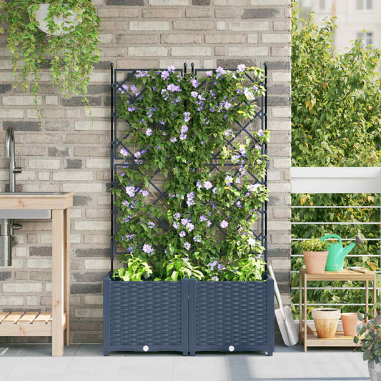 Sodo vazonas 2 vnt. Pilka 80 x 40 x 143 cm PP