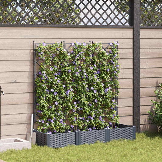 Sodas vazonas su trellis 3 pcs Pilka 120 x 40 x 125.5 cm PP