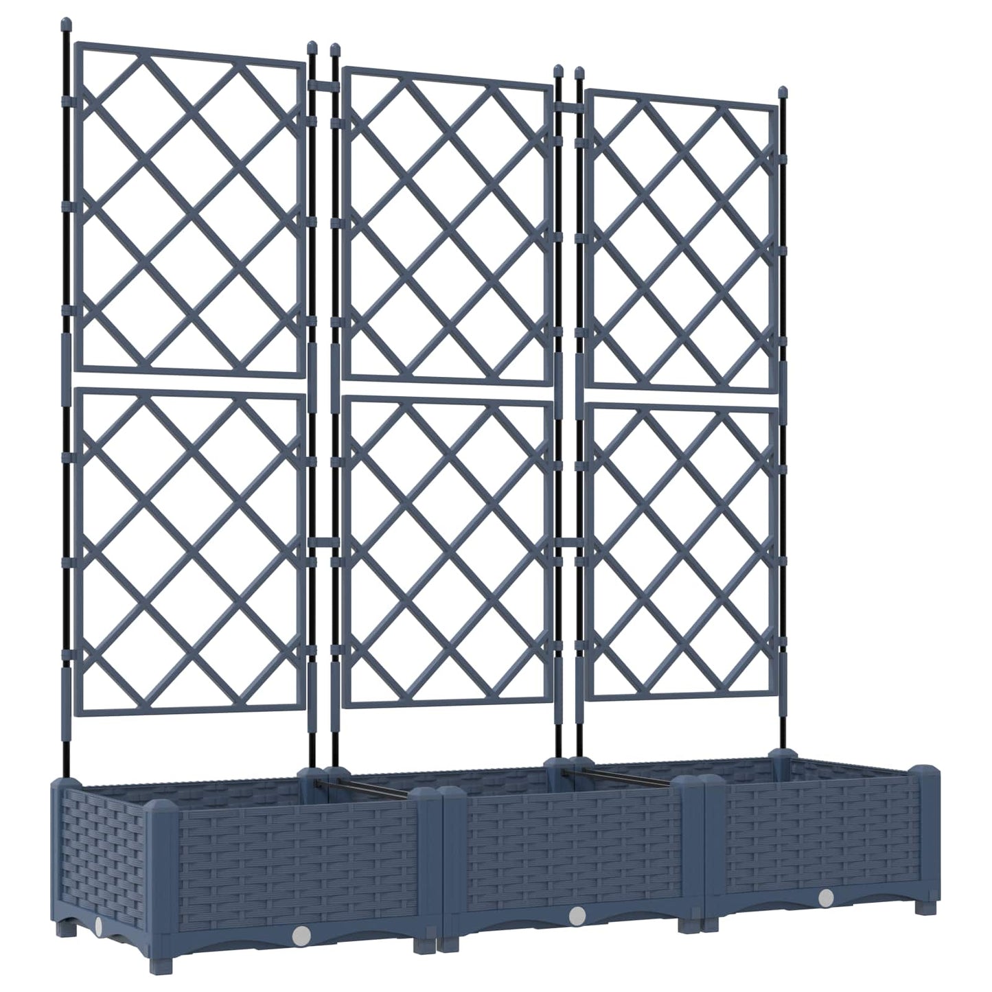 Sodas vazonas su trellis 3 pcs Pilka 120 x 40 x 125.5 cm PP