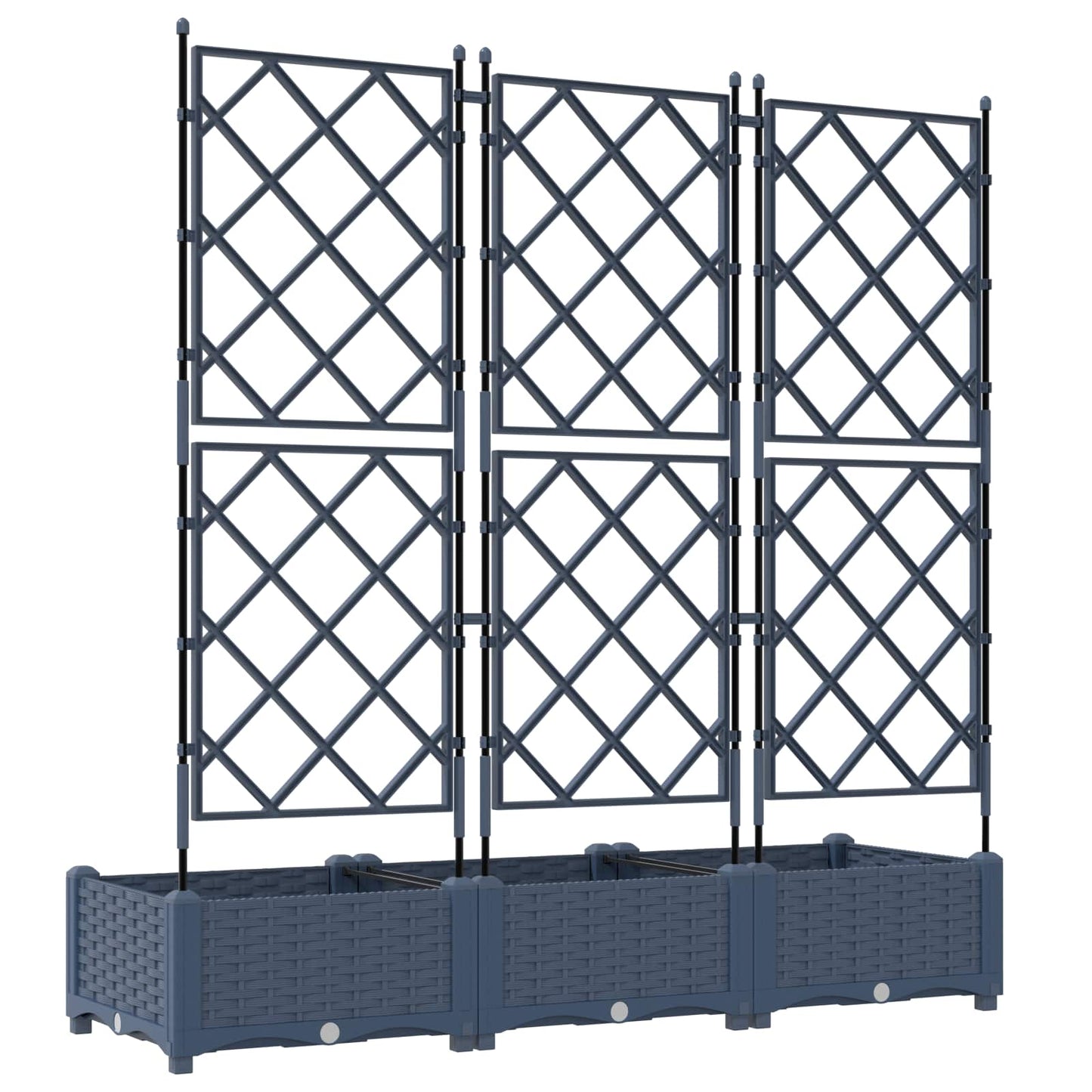 Sodas vazonas su trellis 3 pcs Pilka 120 x 40 x 125.5 cm PP