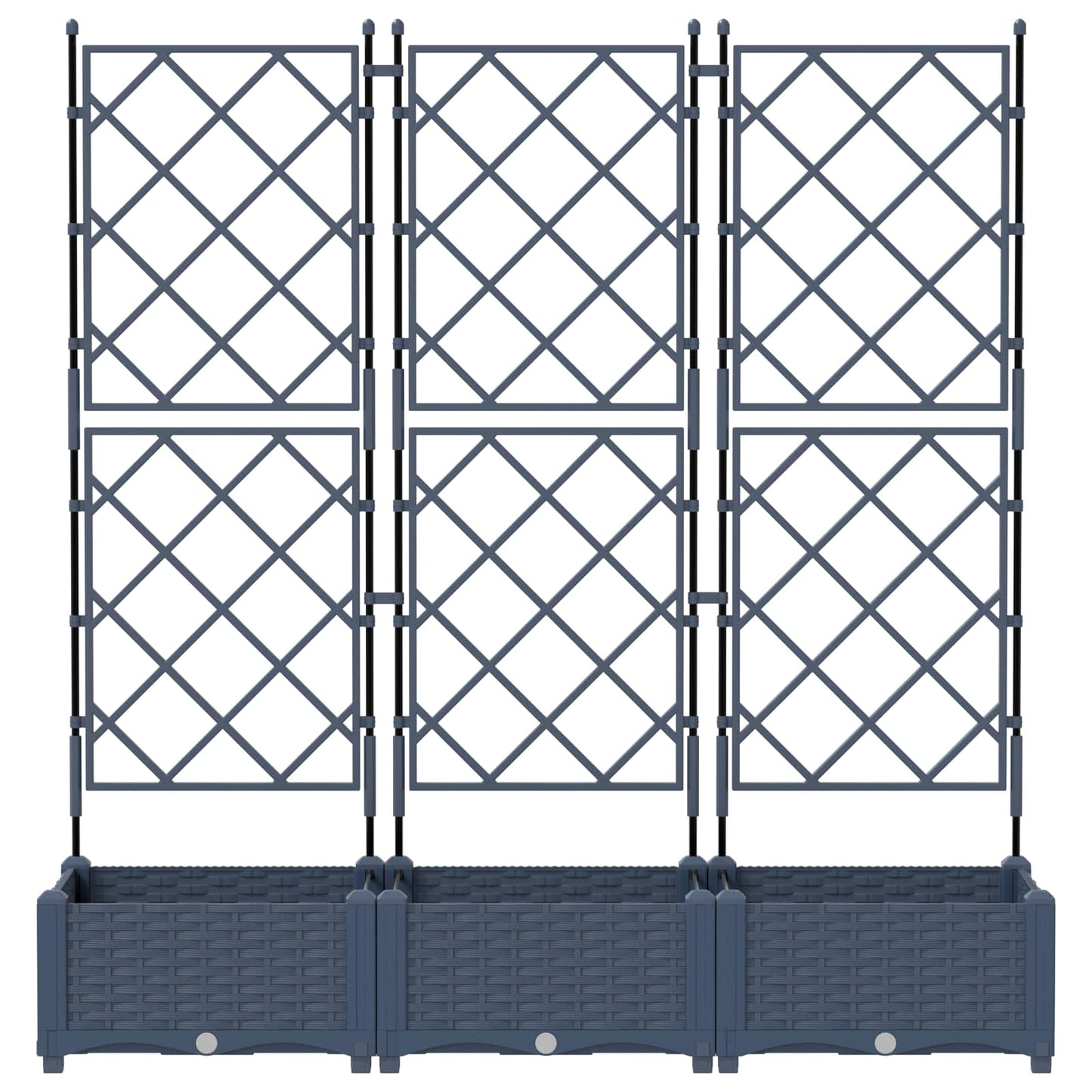 Sodas vazonas su trellis 3 pcs Pilka 120 x 40 x 125.5 cm PP