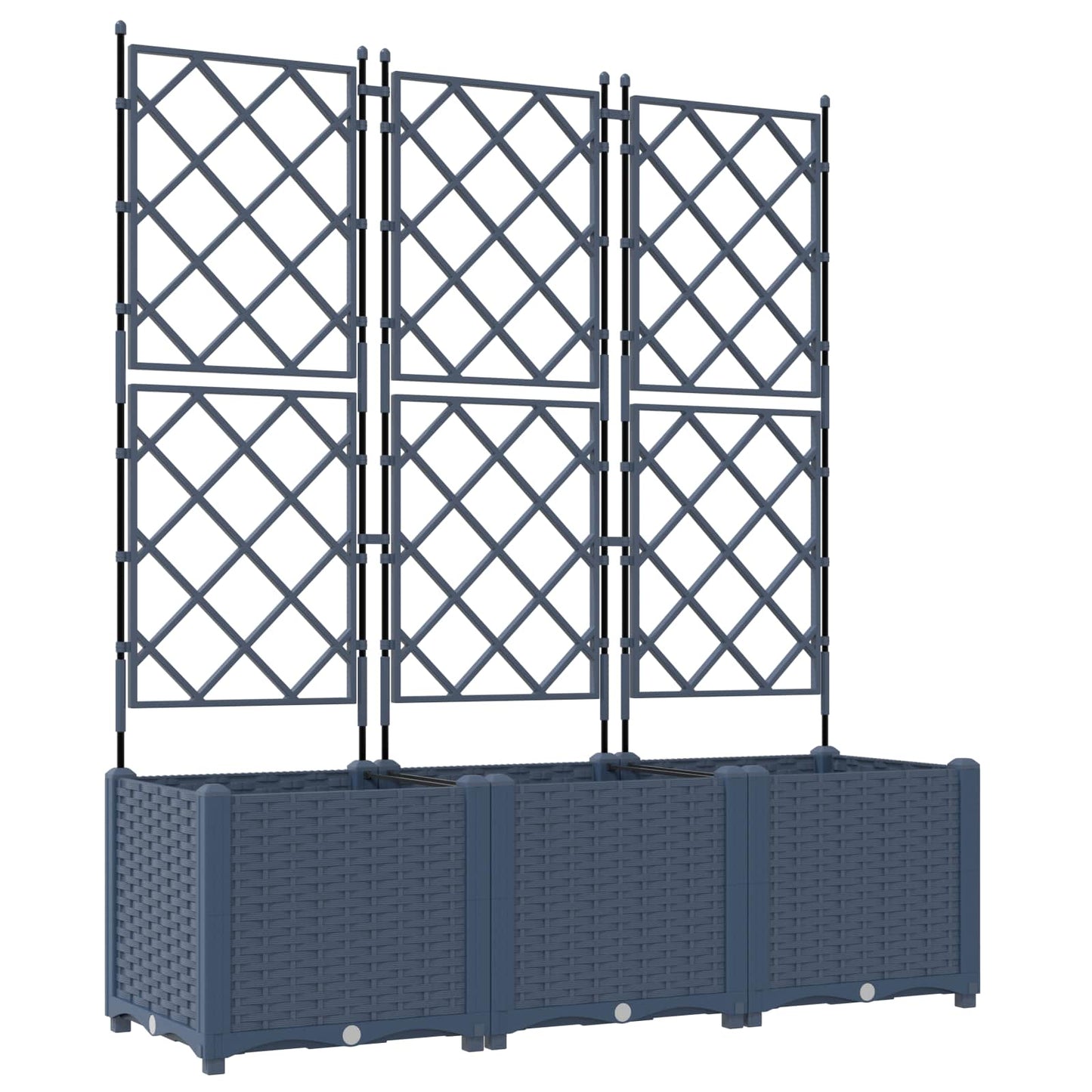 Sodas vazonas su trellis 3 pcs Pilka 120 x 40 x 143 cm PP