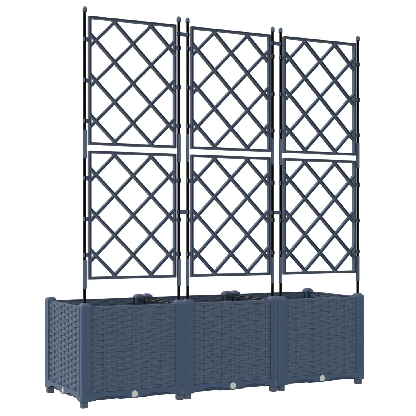 Sodas vazonas su trellis 3 pcs Pilka 120 x 40 x 143 cm PP