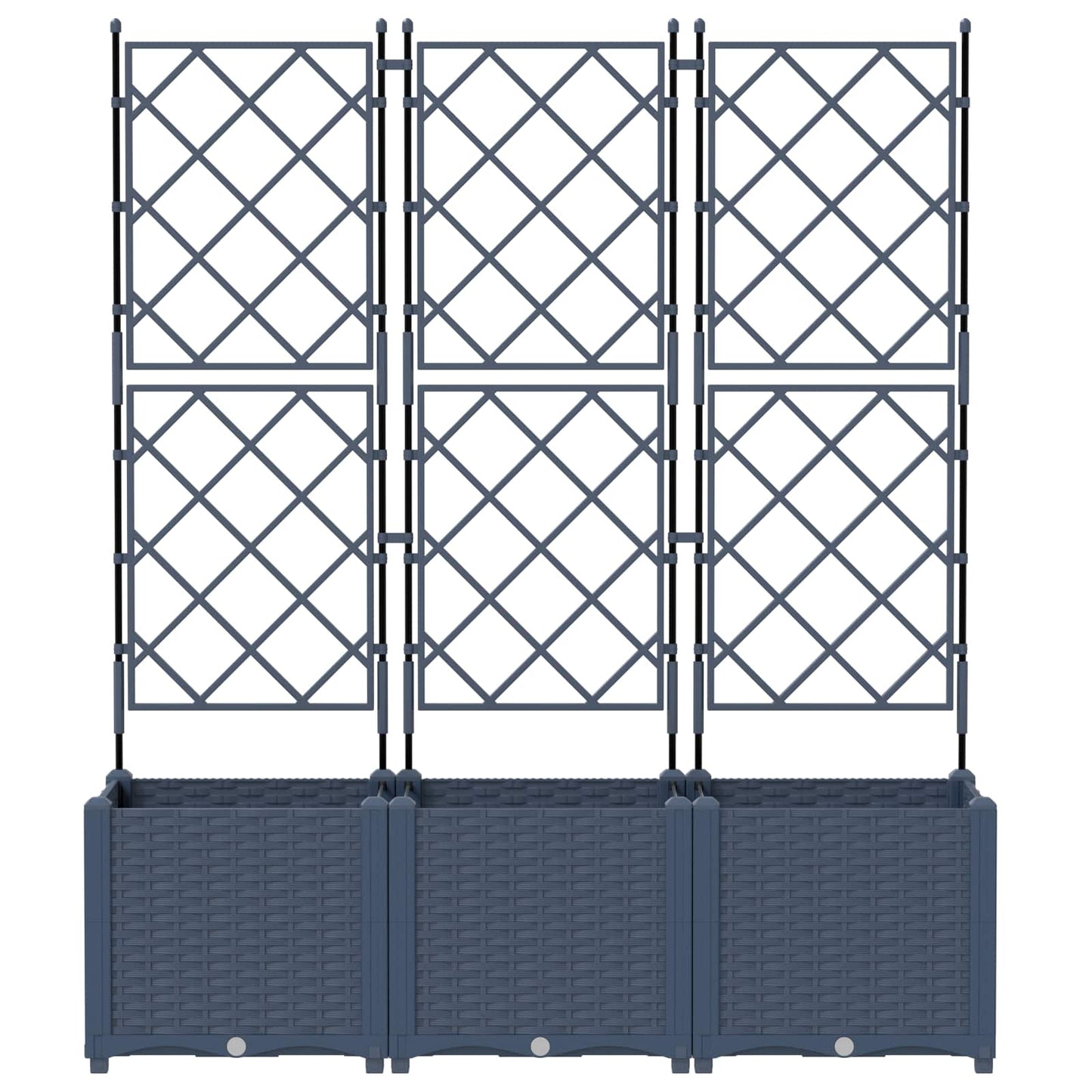 Sodas vazonas su trellis 3 pcs Pilka 120 x 40 x 143 cm PP