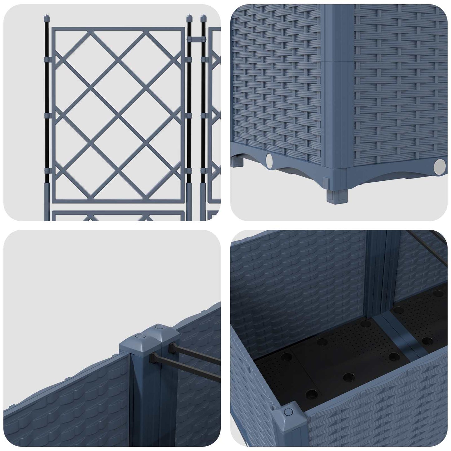Sodas vazonas su trellis 5 pcs Pilka 120 x 120 x 143 cm PP