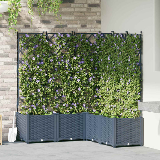 Sodas vazonas su trellis 5 pcs Pilka 120 x 120 x 143 cm PP