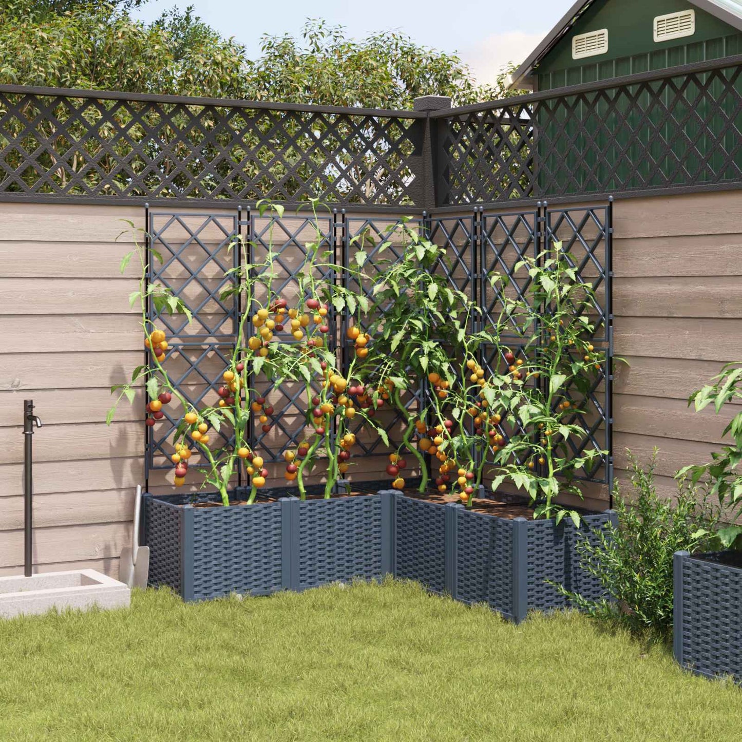 Sodas vazonas su trellis 5 pcs Pilka 120 x 120 x 143 cm PP