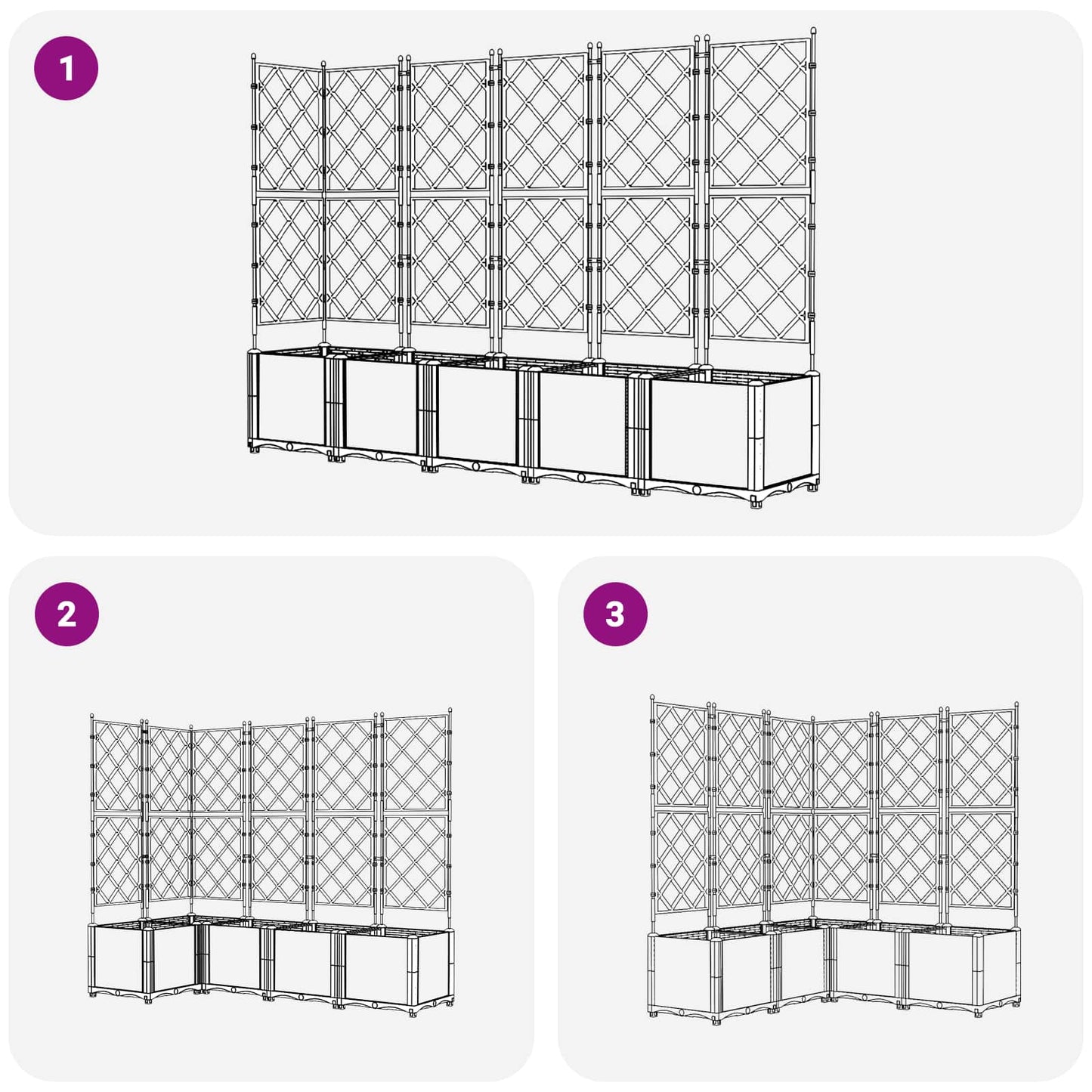 Sodas vazonas su trellis 5 pcs Pilka 120 x 120 x 143 cm PP