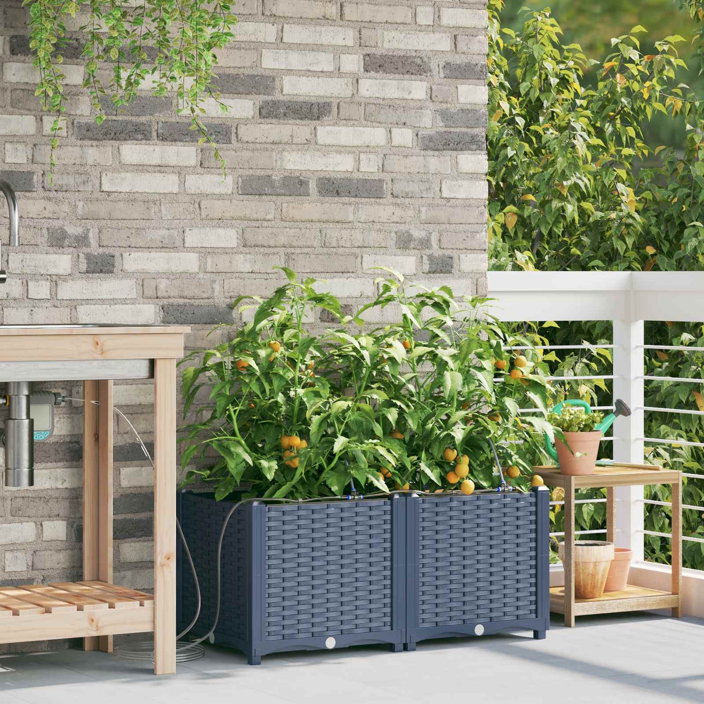 Sodo vazonas 2 pcs Pilka 80 x 40 x 37,5 cm Plastmasė