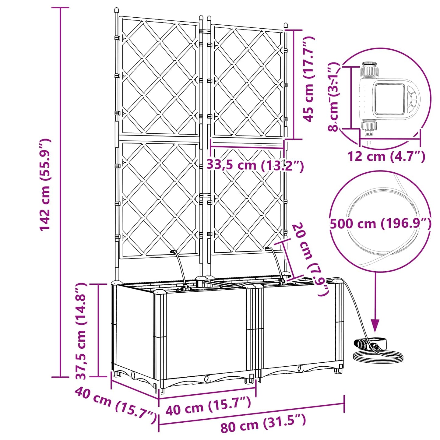 Sodo sodinukai Pilka 80 x 40 x 142 cm Plienas