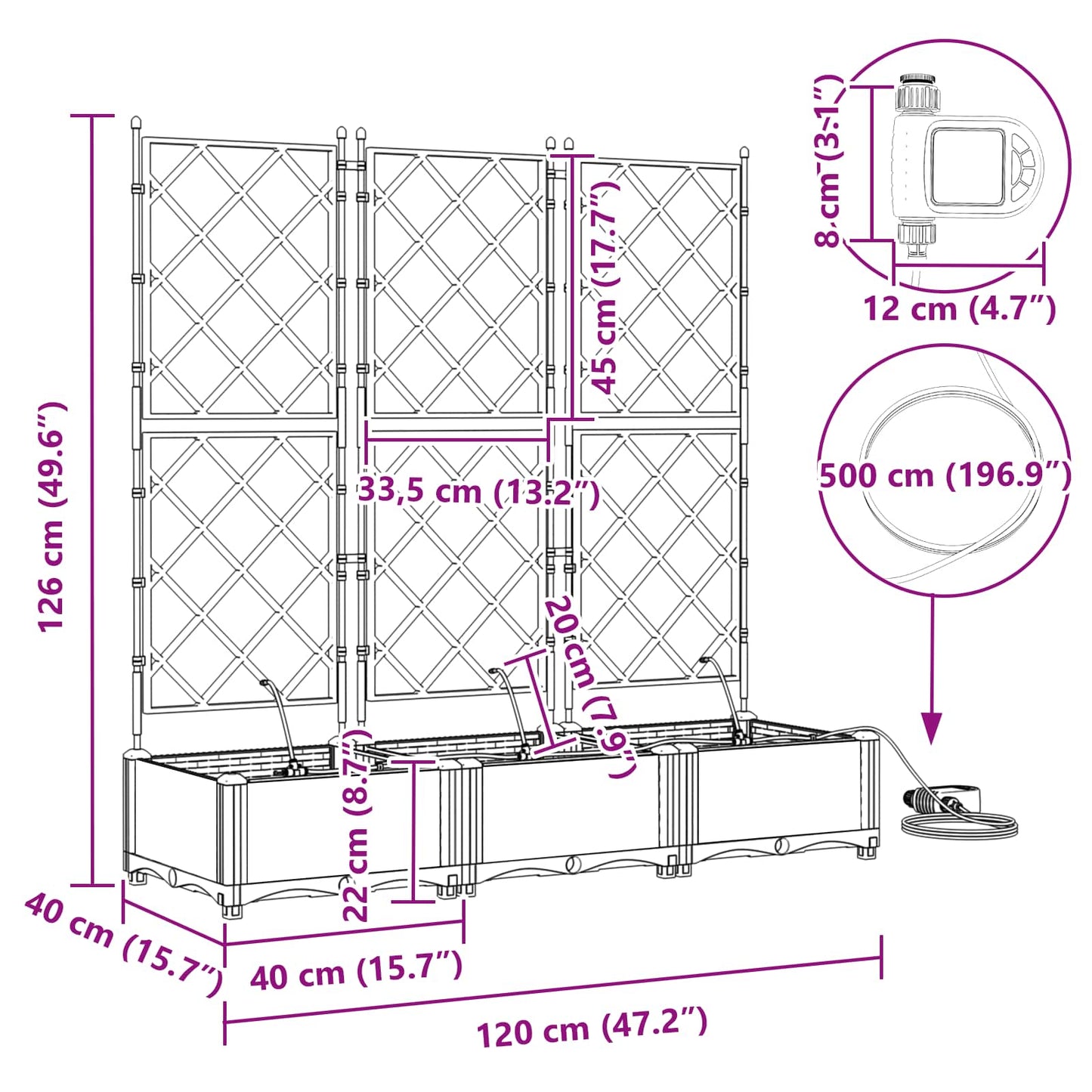 Sodo sodinukai Pilka 120 x 40 x 126 cm Plienas