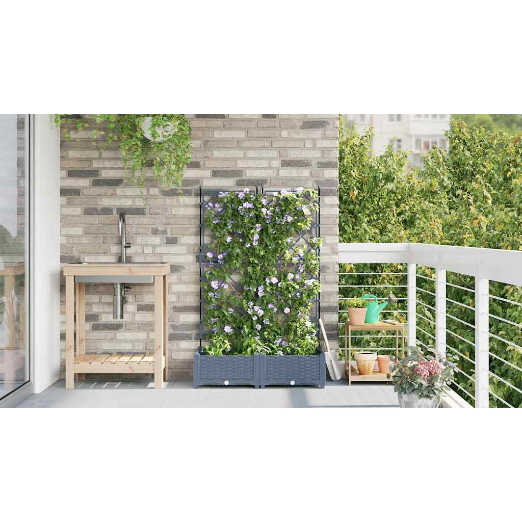 Sodo vazonas 2 pcs Šviesiai Pilka 80 x 40 x 125,5 cm Plastmasė