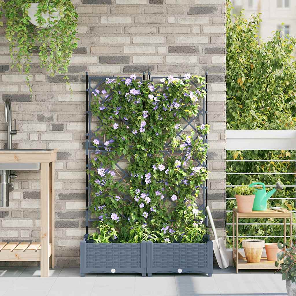 Sodo vazonas 2 pcs Šviesiai Pilka 80 x 40 x 125,5 cm Plastmasė