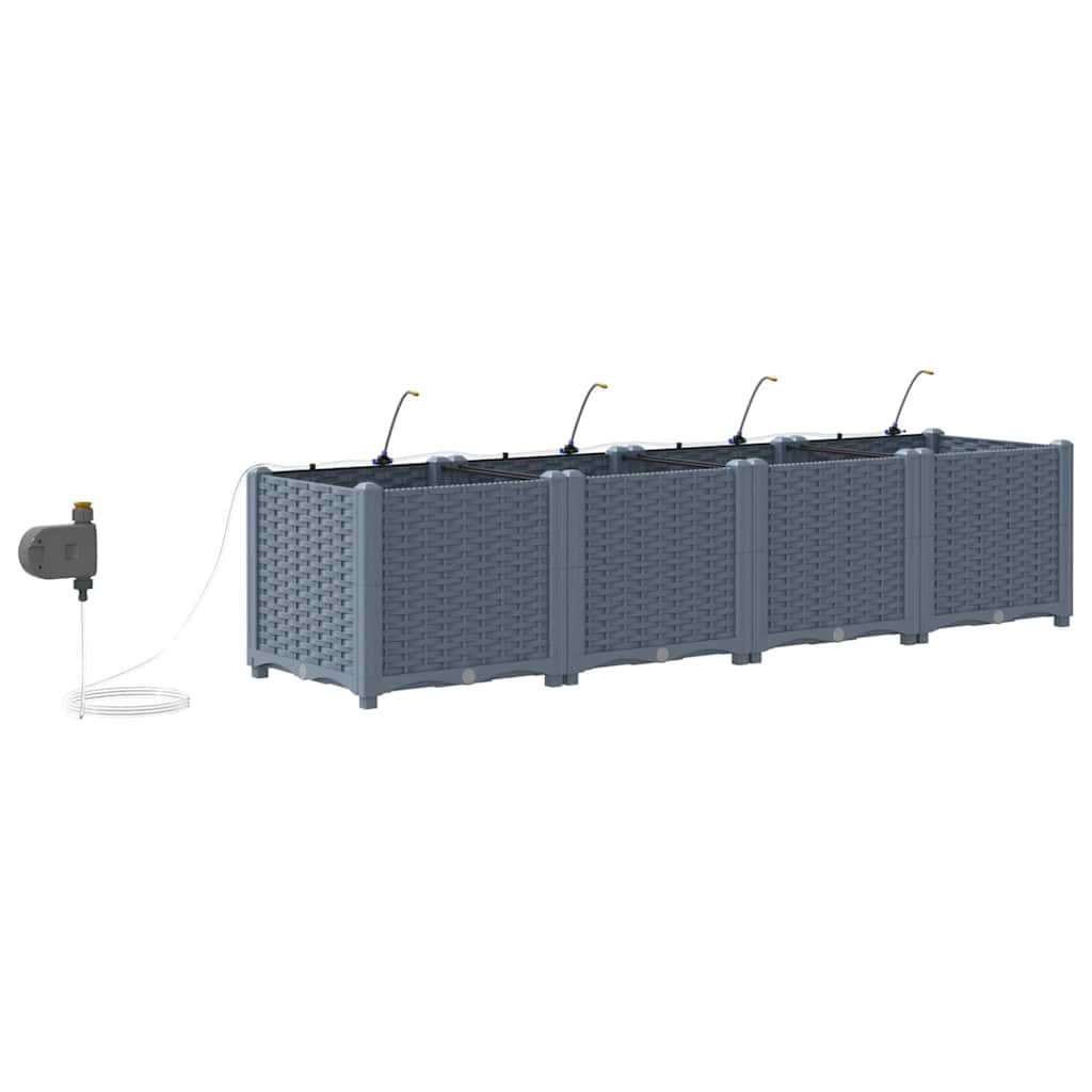 Sodo vazonas 4 pcs Šviesiai Pilka Plastmasė