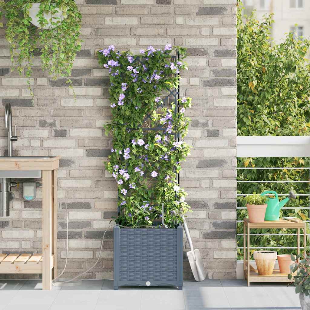 Sodo vazonas 2 pcs Šviesiai Pilka Plastmasė