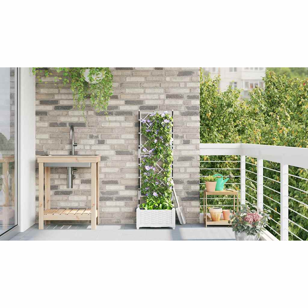 Sodo vazonas Baltas 40 x 40 x 125,5 cm Plastmasė