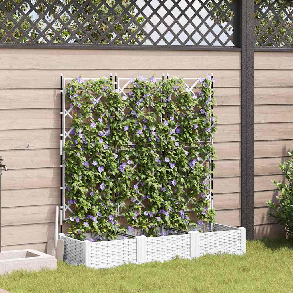 Sodo vazonas 3 pcs Baltas 120 x 40 x 125,5 cm Plastmasė