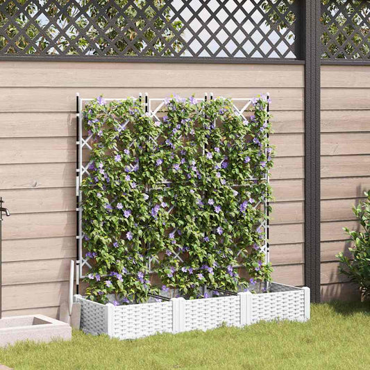 Sodo vazonas 3 pcs Baltas 120 x 40 x 125,5 cm Plastmasė