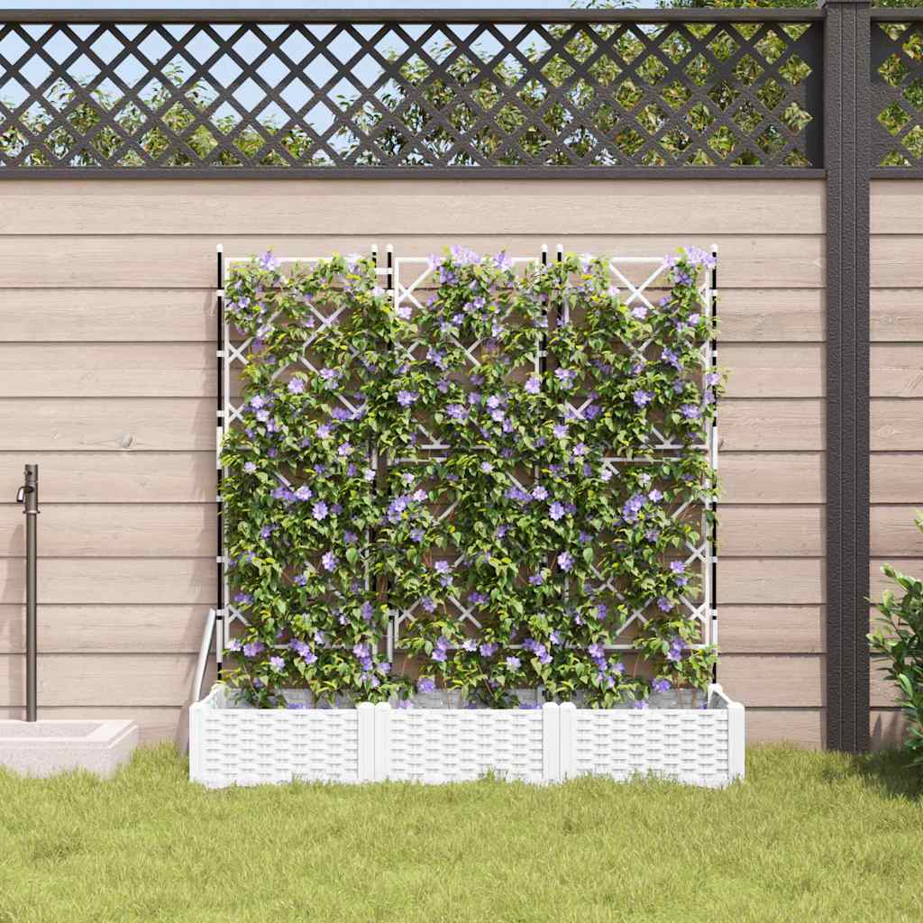 Sodo vazonas 3 pcs Baltas 120 x 40 x 125,5 cm Plastmasė