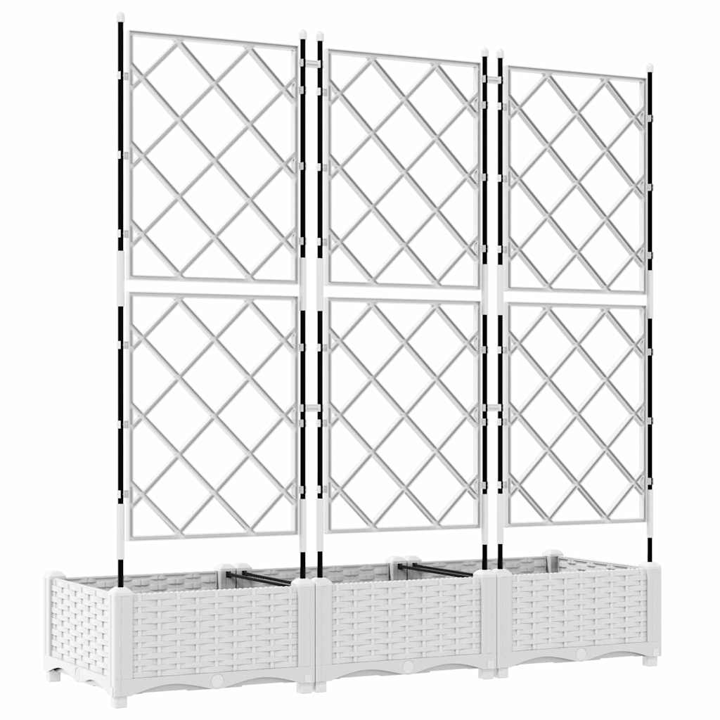 Sodo vazonas 3 pcs Baltas 120 x 40 x 125,5 cm Plastmasė