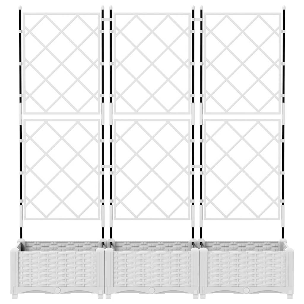 Sodo vazonas 3 pcs Baltas 120 x 40 x 125,5 cm Plastmasė