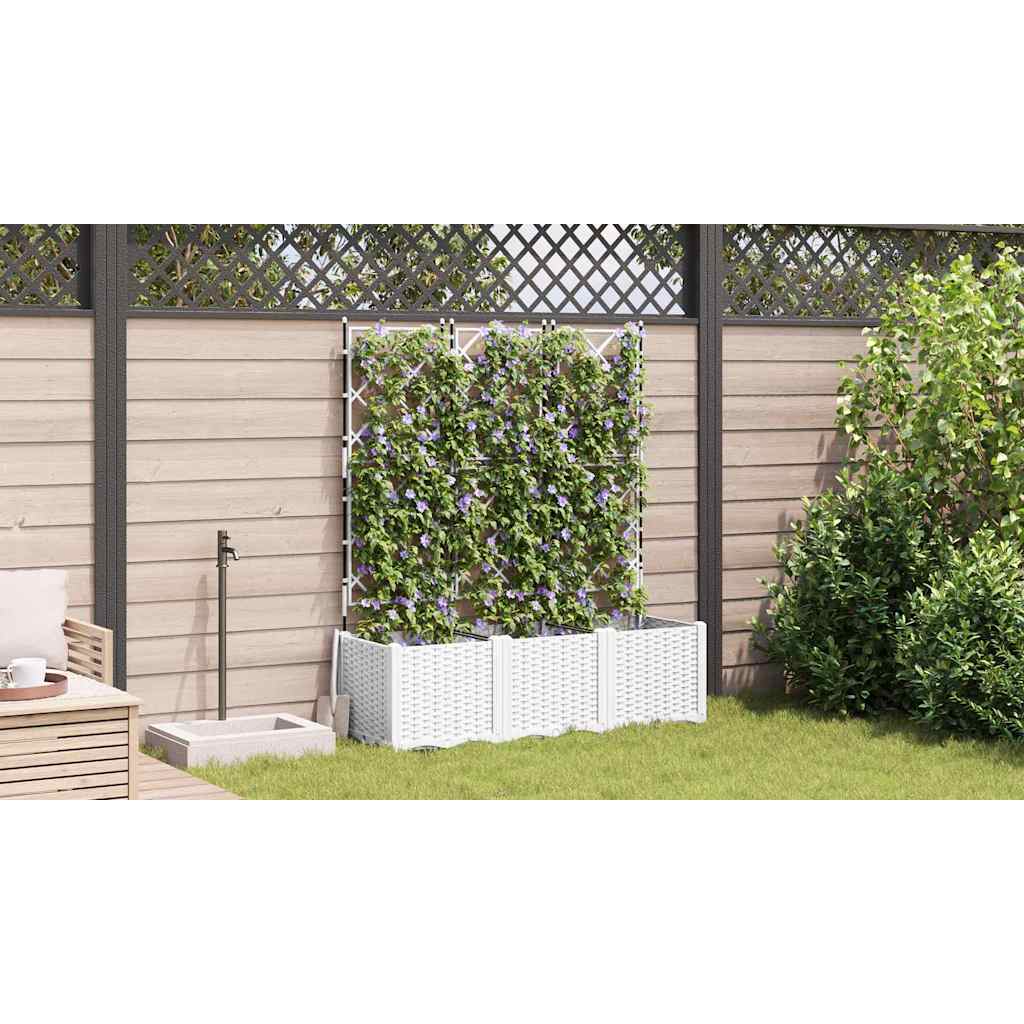 Sodo vazonas 3 pcs Baltas 120 x 40 x 143 cm Plastmasė